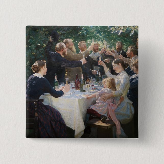 Bóton Quadrado 5.08cm Peder Severin Kroyer - Hip, Hip, Hurrah! (Frente)
