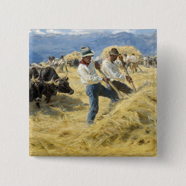 Bóton Quadrado 5.08cm Peder Severin Kroyer - Threshing in the Abruzzi (Frente)