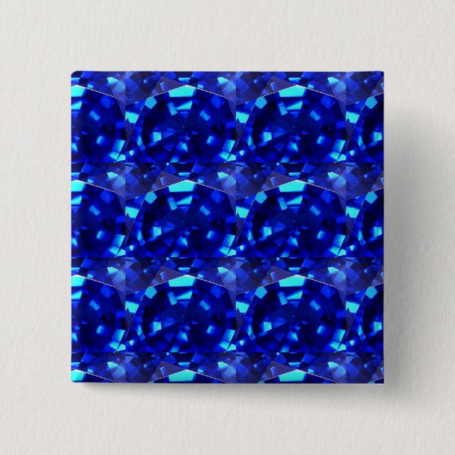Bóton Quadrado 5.08cm pedra preciosa azul (Frente)