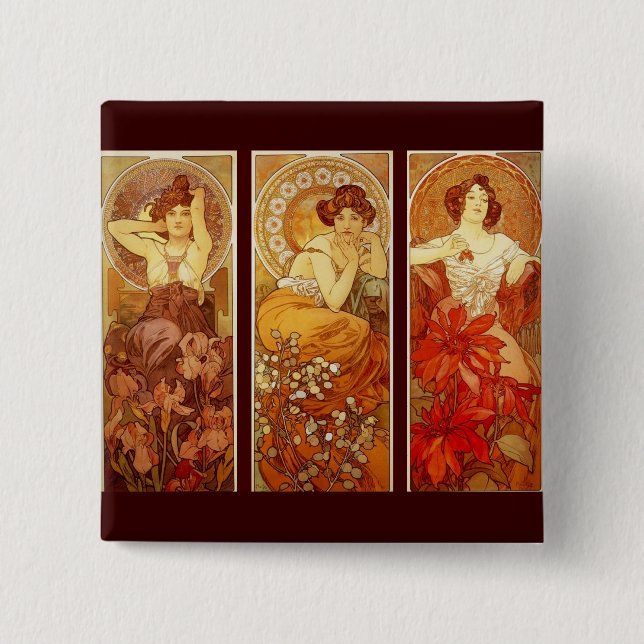 Bóton Quadrado 5.08cm Pedras do precioso (Frente)