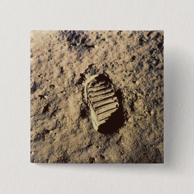 Bóton Quadrado 5.08cm Pegada do astronauta (Frente)