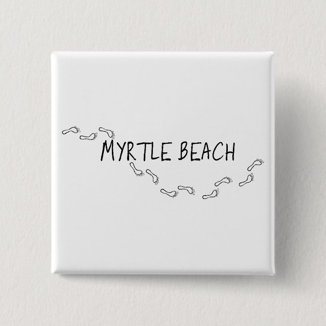 Bóton Quadrado 5.08cm Pegadas de Myrtle Beach (Frente)