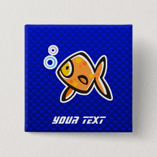 Bóton Quadrado 5.08cm Peixe dourado azul