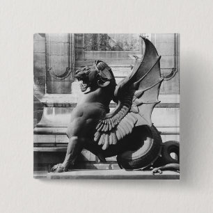Bóton Quadrado 5.08cm Peixe-rato da fonte do St. Michel, Paris