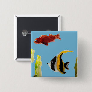 Bóton Quadrado 5.08cm Peixes Aquáticos