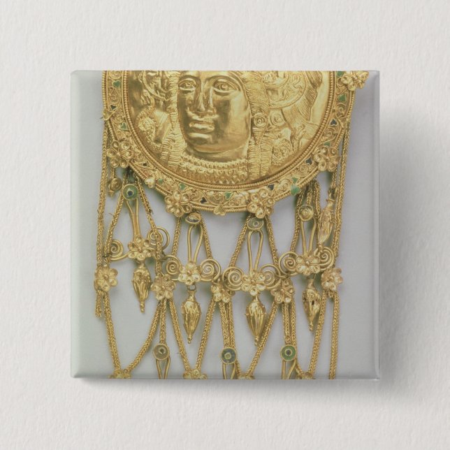 Bóton Quadrado 5.08cm Pendente com a cabeça de Athena Parthenos (Frente)