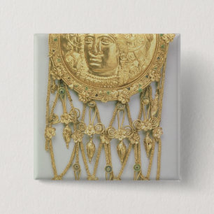 Bóton Quadrado 5.08cm Pendente com a cabeça de Athena Parthenos