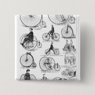 Bóton Quadrado 5.08cm Penny Farthing de Bicicleta de Alta Roda