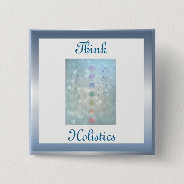 Bóton Quadrado 5.08cm Pense na design Holística (Frente)