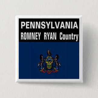 Bóton Quadrado 5.08cm PENSILVÂNIA é botão do país de Romney Ryan