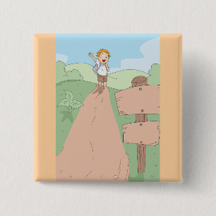 Bóton Quadrado 5.08cm Pequena Aventura de Exploração ao Ar Livre
