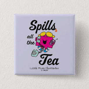 Bóton Quadrado 5.08cm Pequena Senhorita Chatterbox Derramares Todo O Chá