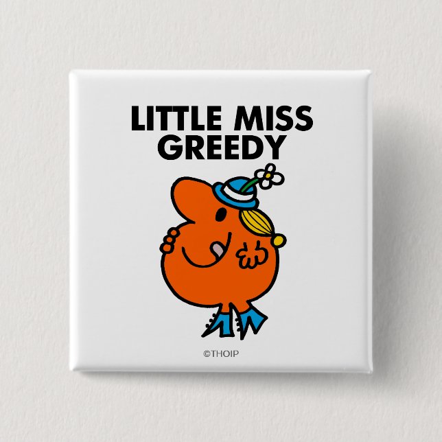 Bóton Quadrado 5.08cm Pequena Senhorita Greedy Licenciando Suas Lábios (Frente)