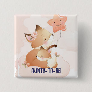 Bóton Quadrado 5.08cm Pequena Tia Azul Bonita para ser Chá de fraldas Bo