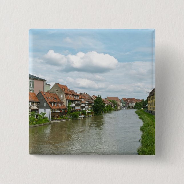 Bóton Quadrado 5.08cm Pequena Veneza em Bamberg (Frente)