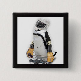 Bóton Quadrado 5.08cm Pequeno Pinguim Vestindo Hockey Gear