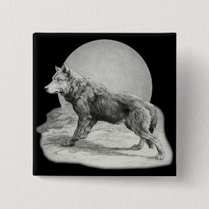 Bóton Quadrado 5.08cm Perfil de Wolf Moon