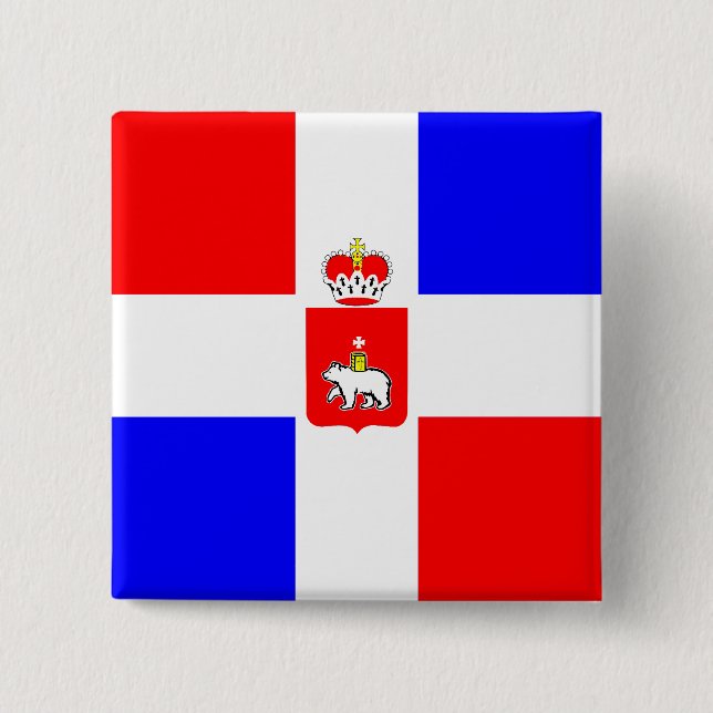 Bóton Quadrado 5.08cm Permanente Krai, bandeira de Rússia (Frente)