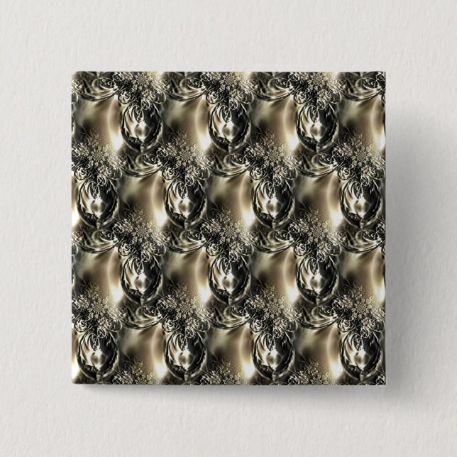 Bóton Quadrado 5.08cm Pérolas Douradas (Frente)
