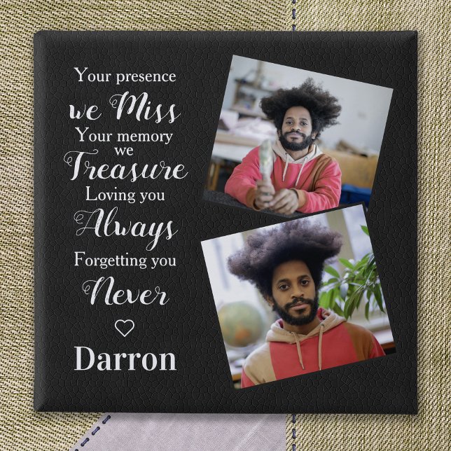 Bóton Quadrado 5.08cm Personalizada Memorial Lembrance Simpatia Foto (Criador carregado)