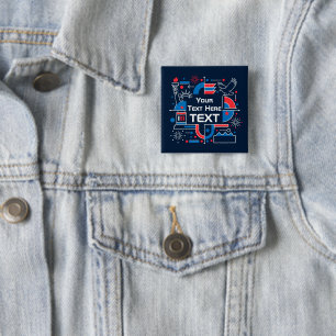 Bóton Quadrado 5.08cm Personalizado aniversário de 250 anos dos EUA