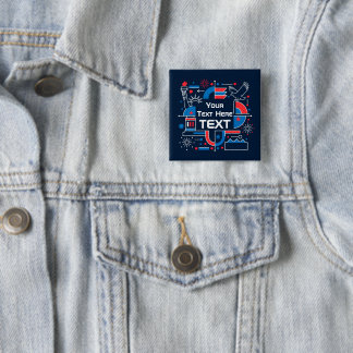 Bóton Quadrado 5.08cm Personalizado aniversário de 250 anos dos EUA
