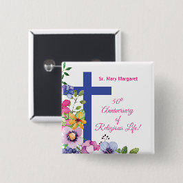 Bóton Quadrado 5.08cm Personalizar, 50º aniversário freira religiosa