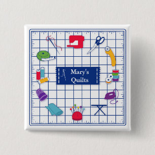 Bóton Quadrado 5.08cm Personalizar o botão de lista de etiquetas