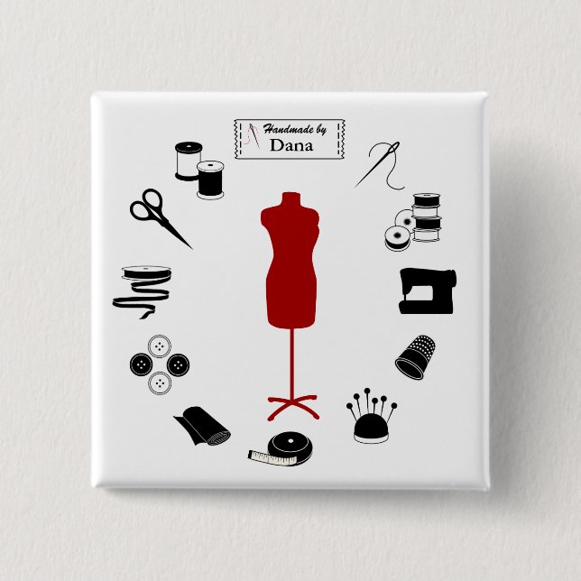 Bóton Quadrado 5.08cm Personalizar os botões de etiqueta (Frente)