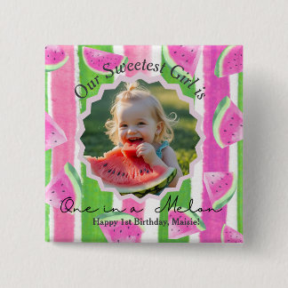 Bóton Quadrado 5.08cm Personalizar um em um botão Melon Birthday