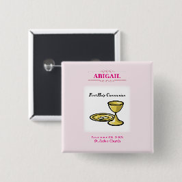 Bóton Quadrado 5.08cm Personalizável, Corpo de Comunhão de Meninas e San