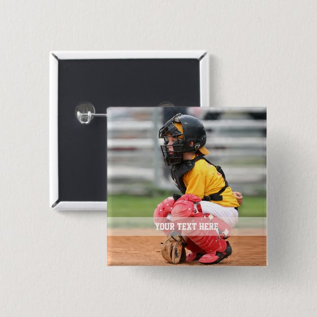 Bóton Quadrado 5.08cm Personalize a foto dos esportes (Frente & Verso)