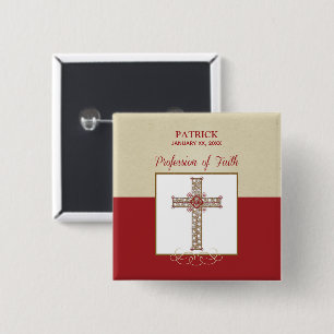Bóton Quadrado 5.08cm Personalize, bênçãos de RCIA na profissão da f