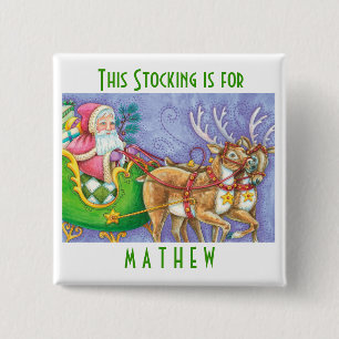 Bóton Quadrado 5.08cm Personalize botões da meia do Natal