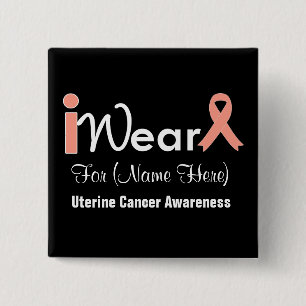 Bóton Quadrado 5.08cm Personalize o cancer uterina da fita do pêssego