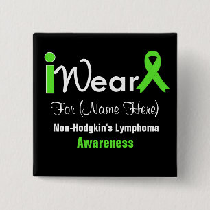 Bóton Quadrado 5.08cm Personalize o linfoma Non-Hodgkin do verde limão