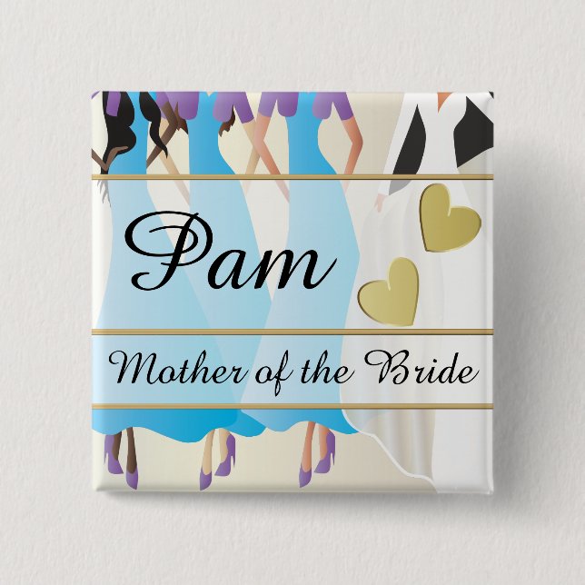 Bóton Quadrado 5.08cm Personalize o partido, o comensal e o ensaio (Frente)