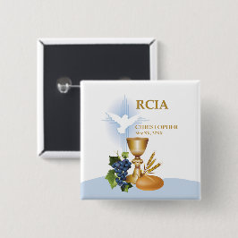 Bóton Quadrado 5.08cm Personalize, RCIA Parabéns Sacramento Católico