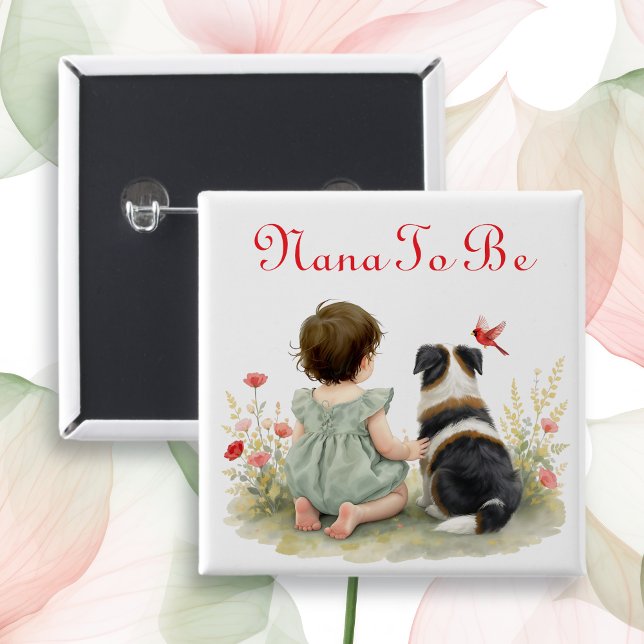 Bóton Quadrado 5.08cm Personalized Baby Shower | Nana To Be (Criador carregado)