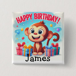 Bóton Quadrado 5.08cm Personalized Birthday badge 