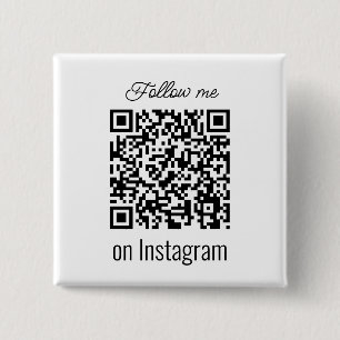 Bóton Quadrado 5.08cm Personalized QR Code Follow Me Social Media Button