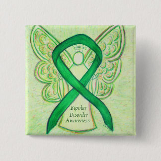 Bóton Quadrado 5.08cm Perturbação Bipolar Alavanca Verde Fita Angel Pin