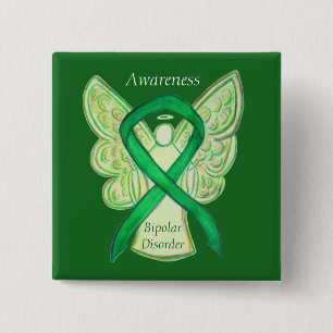 Bóton Quadrado 5.08cm Perturbação Bipolar Atenção Verde Fita Angel P