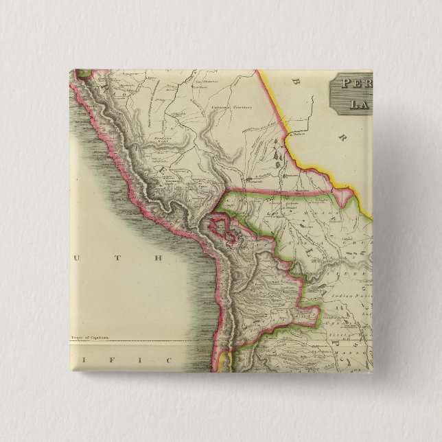 Bóton Quadrado 5.08cm Peru, Chile, La Plata 2 (Frente)