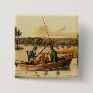 Bóton Quadrado 5.08cm Pescando em um pontapé, aquatinted por I. Clark,