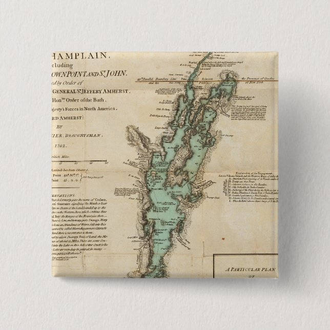 Bóton Quadrado 5.08cm Pesquisa do Lago Champlain (Frente)