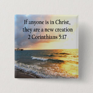 BÓTON QUADRADO 5.08CM PESSOALMENTE 2 CORINTHIANS 5:17 FOTO OCEANO DESIGN