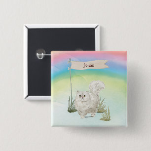 Bóton Quadrado 5.08cm Pet de Cat Persa de Nome Personalizado
