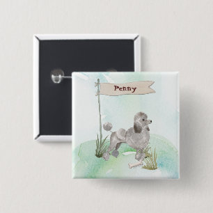 Bóton Quadrado 5.08cm Pet Dog de Cinzas de Nome Personalizado
