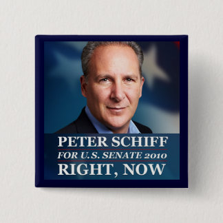 Bóton Quadrado 5.08cm Peter Schiff para o Senado em CT, 2010